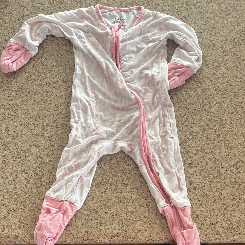 Caden Lane Pink and White Footed One-Piece Sleeper